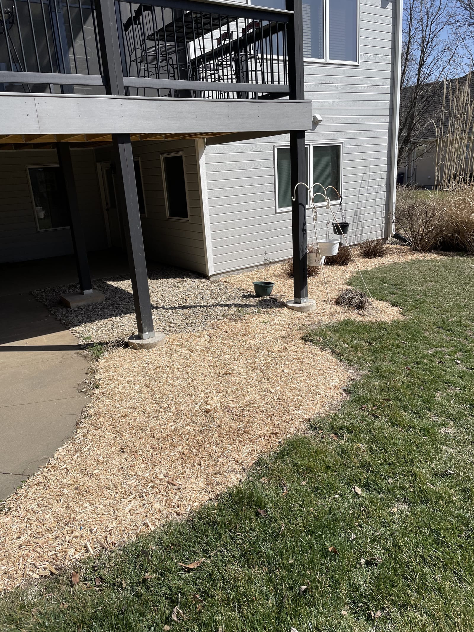 Freshly installed mulch bed, view two