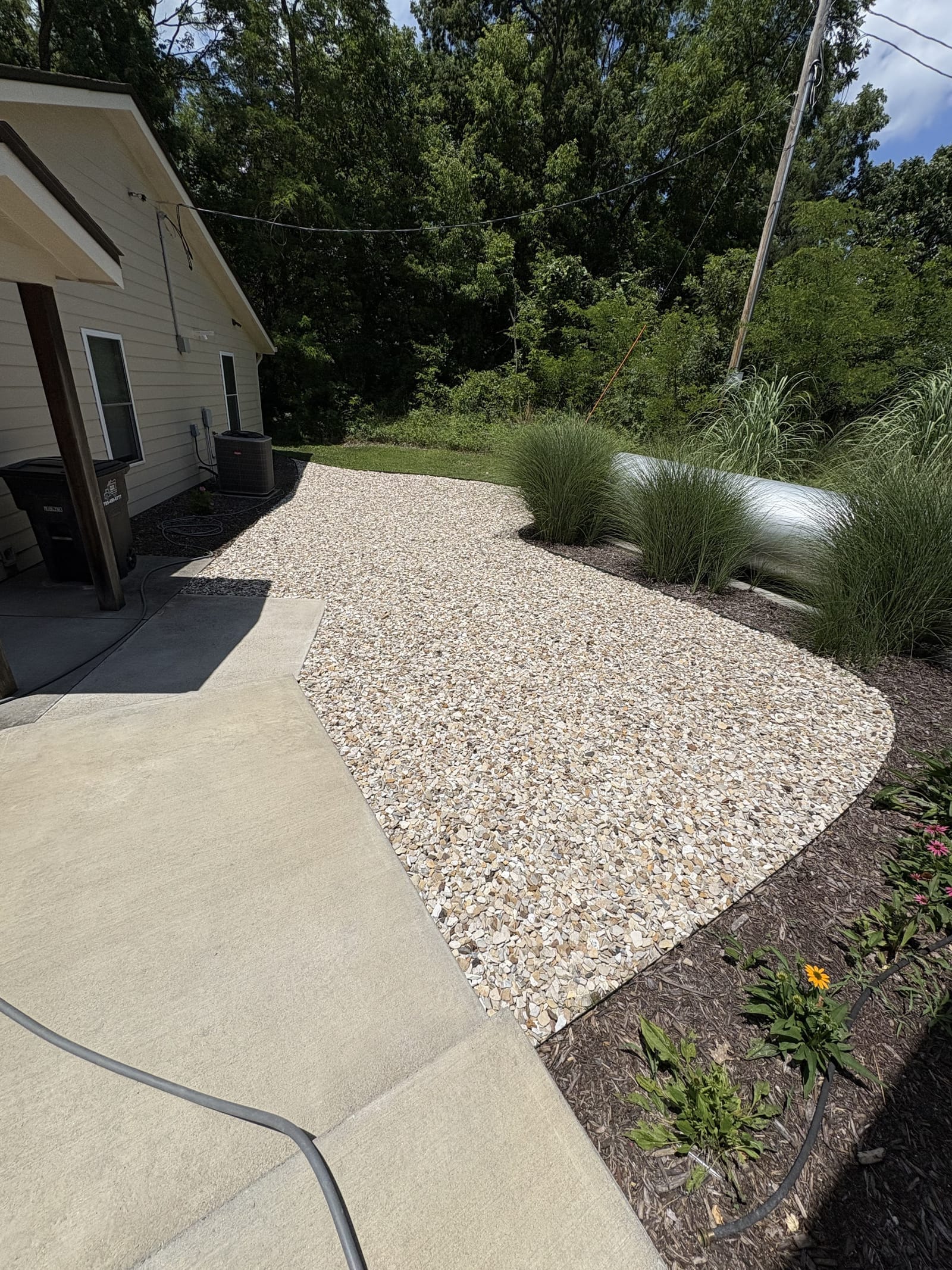 Completed rock bed installation, view five